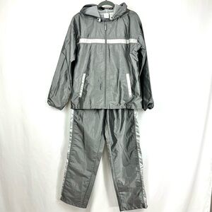 Actra Women’s Sz 2 Silver Metallic 2 Piece Lightweight Nylon Running Tracksuit